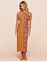 Vestido Transpassado Estampado Honey  Amarelo Agua Doce