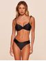 Top Meia Taça + Tanga Lateral Média Lisos Básicos Preto Agua Doce