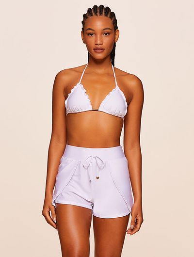 Shorts Com Transpasse Lisos Saídas Branco Água Doce