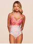 Maiô Decote V Estampado Sunny  Laranja Agua Doce